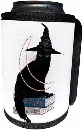 3Drose Black Cat Cresent Moon Books - Can Cooler Boce Wrap