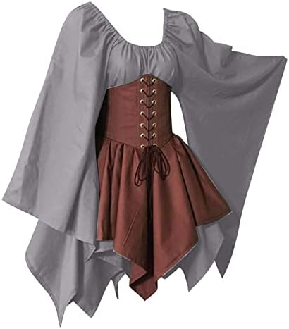 Tradicionalna irska korzetna haljina za renesansne, srednjovjekovne gotičke žene s raširenim rukavima Na vezanje nepravilna vilenjačka