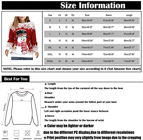 Nokmopo Plus veličine dukseri za žene ženski pulover Top Snowman Print casual Sports 3D Print Active Streetwear bluza