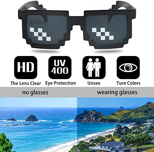 [3 pakiranja] Naočale za sunčane naočale, Muške i ženske staklene 8-bitne pikselne mozaične naočale, rekviziti za fotografiranje, Uniseks