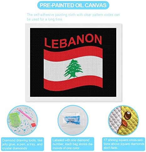 Zastava Libanon Diamond Painting Kits 5d Diy Full Drill Rhinestone Arts Dekor za odrasle 16 X20