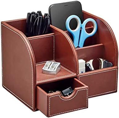 Kožni stolni organizator - organizator za pohranu uredskog materijala koji drži uredski materijal kao što su posjetnica, olovka, olovka,