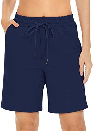 Ženske bermudske kratke hlače, duge pamučne široke kratke hlače s džepovima do koljena za jogu, Ležerne kratke hlače za šetnju