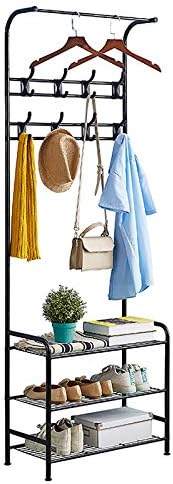 Vješalica za odjeću Bucket, 3 u 1 drveni metalni hodnik s 8 uklonjivih kuka, prikladan stalak za odjeću, samostojeći stalak za odjeću