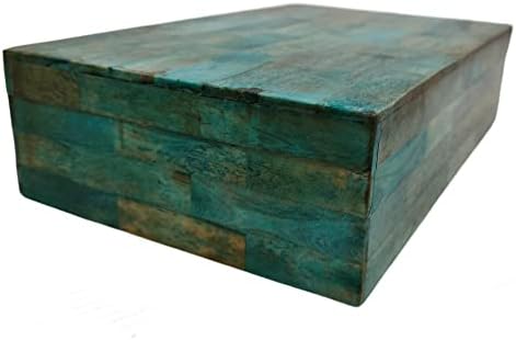 CollectiblesBuy ručno izrađene drvene čuva za skladištenje nakita kutija uzorak cigle uzorka plava zelena kombinacija pokrivena zadržavanje