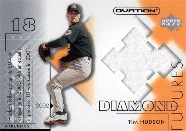 Tim Hudson igrač istrošeni Jersey Patch Baseball Card 2002 OATION OINGATION DFTH - MLB igra korištena dresova