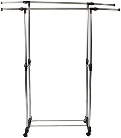 Dvoslojni stalak za odjeću s policom za cipele-univerzalni vertikalni i vodoravni proširivi stalak za odlaganje odjeće i obuće