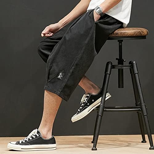 Muške Casual Capri kratke hlače za trčanje 3/4, prozračni elastični pojas ispod koljena, kratke hlače s džepovima, joga hlače