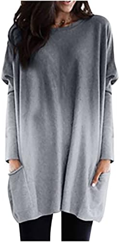 Amikadom Teen Girl Gradient Opuštena majica čamca za vrat majice za ženske duge rukave jeseni ljetne majice 2023 Odjeća Pi