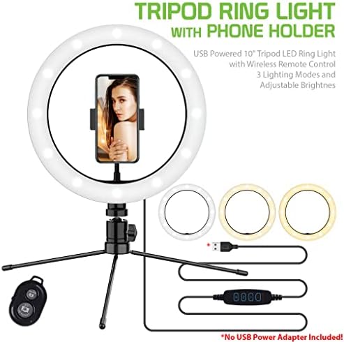 Svijetli selfie prsten s trobojnim pozadinskim osvjetljenjem kompatibilan s vašim 9010-inčnim daljinskim upravljačem za prijenos uživo