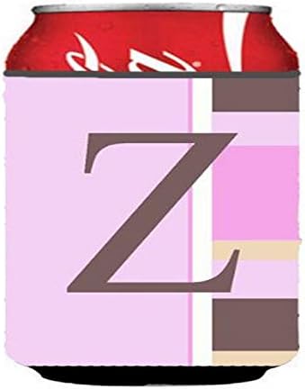 Caroline blaga CJ1005 -ZCC slovo z Početni monogram - ružičaste pruge limenke ili zagrljaj za boce, može hladiti rukav zagrljaj za