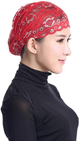 Ženske sjajne čipkaste glave za glavu muslimanske unutarnje hidžabske kape protežu se kemoterapiju turban šešir za žene za glavu glava