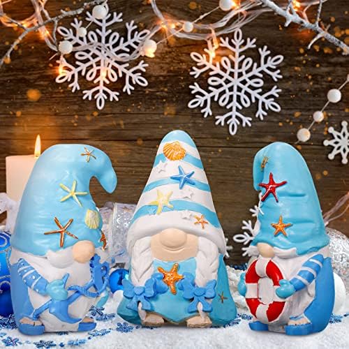 Spiareal PCS božićni plavi oceanski gnomi figurice, morske zvijezde gnomi smola plaža figurice plave gnomi za xmas home kuhinja ljetna