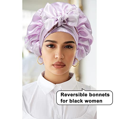 Satenski poklopac poklopca svilena kosa za žene kovrčave omota za kosu za spavanje kapu reverzibilni poklopac s kravatom noćnom kapu