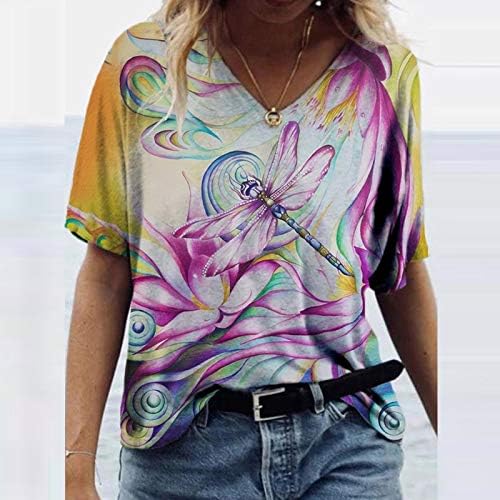 Qxuan majice za žene plus veličine cvjetni rukav cvjetni print bluza ljetne tunike za žene casual labave majice boho majice
