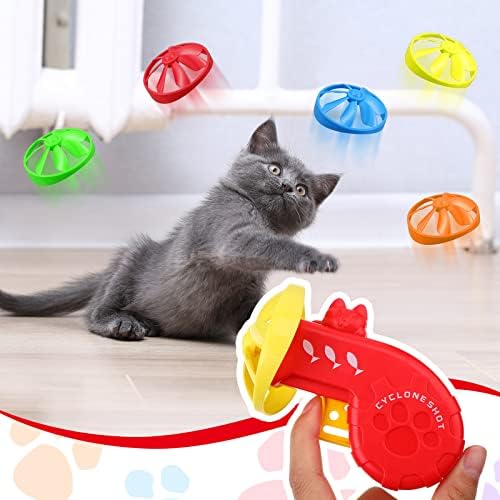 18 komada interaktivnih igračaka za praćenje mačjeg plijena s 5 letećih propelera u boji za obuku kućnih mačaka u zatvorenom.