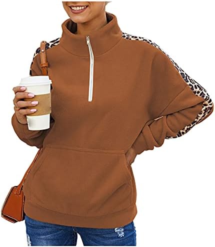 Ženske dukserice plus veličine patentni zatvarač dvostrane kapuljače s runom kratka plišana jakna Zip solidna leopard print bluza dame