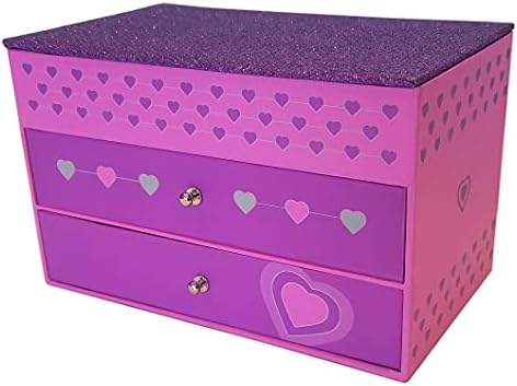 Kutija za nakit za djevojke - ružičaste i ljubičaste isvrhe sa srcima i ružičastom i ljubičastom oblogom