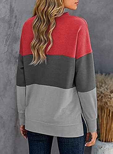 Yiantede ženska boja u boji Blok dukserica dugih rukava s patentnim zatvaračem labavi pulover majice aktivna odjeća za trčanje jakna