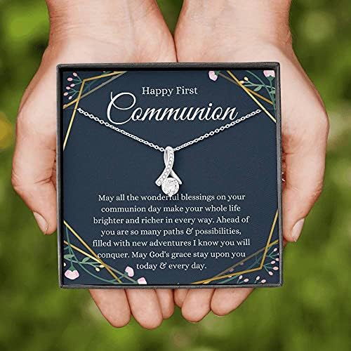 Kartica s porukama, ručno izrađena ogrlica- Personalizirani poklon za petit vrpce, poklon ogrlica za prvu pričest, za prvi poklon zajedništva,