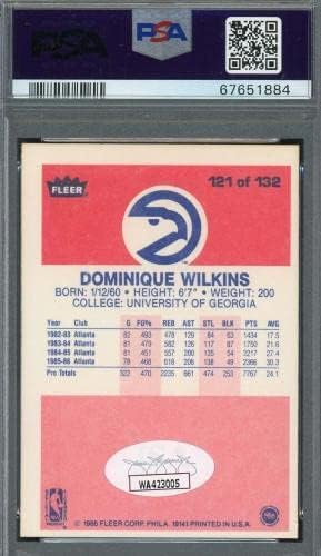 Dominique Wilkins 1986 Fleer potpisao rookie karticu 121 Auto stupnjeva PSA 9 67651884 - košarkaške pločice rookie karte