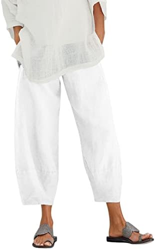 Pamučne lanene hlače Ženske Ležerne ljetne Capri hlače s džepovima udobne hlače za plažu visokog struka Harem hlače od maslačka