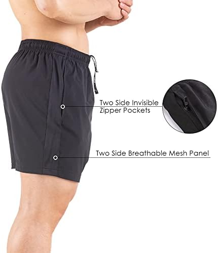 Muške kratke hlače za trčanje od 5 inča, 2 pakiranja brzosušećih sportskih kratkih hlača za vježbanje u teretani s džepovima s patentnim