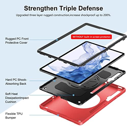 Miesherk Galaxy Tab S8 Plus 12,4 inča kućište 2022: Robusna futrola otporna na udarce s rotirajućim škatom za zaštitnu zaštitu za ruke/ramena
