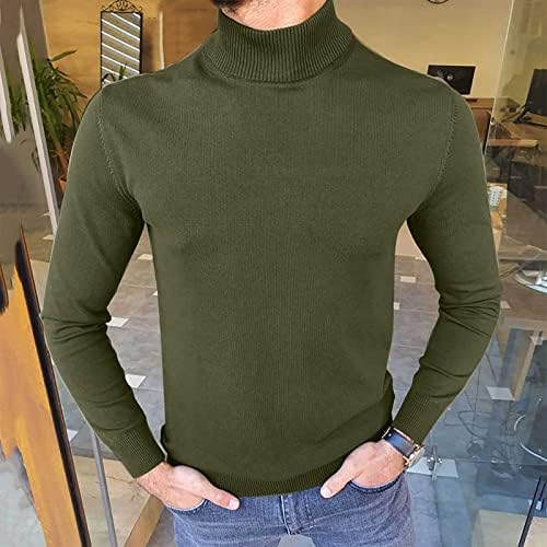 Muški modni vitki fit basic turtleneck majice dugih rukava ležerni pleteni džemperi solidna boja bluza bluza