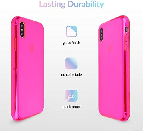 Velvet kavijar kompatibilan s iPhone X/iPhone XS futrolom Neon Pink - Slatko prozirno zaštitni poklopac za žene, djevojke