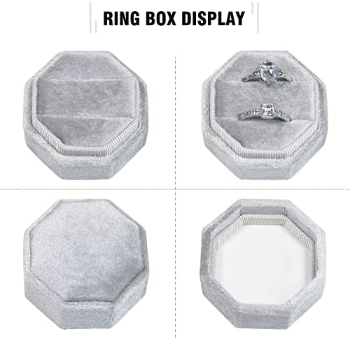 VICOTER VERVET RING BOX, RING BOX 2 Utora za prsten s poklon kutijom Double utora za prikaz Octagona RING SLUČAJ ZA PRIJAVLJIVANJE