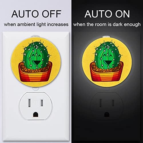 2 pakiranje plug-in noćne svjetlosti LED svjetlo s sumračnim senzorom za dječju sobu, vrtić, kuhinju, žuti kaktus meksiko