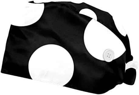 Niaocpwy mramorna crno bijela apstraktna umjetnička radna kapa s gumbom, modni bouffant škak za ženke muškaraca, 2 paket