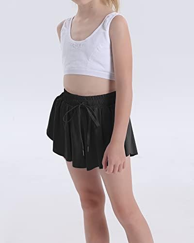 Hasmes Girls Flowy kratke hlače sa Spandex Liner Leptir koji trči teniski elastični struk Atletske kratke hlače za djecu/mladost