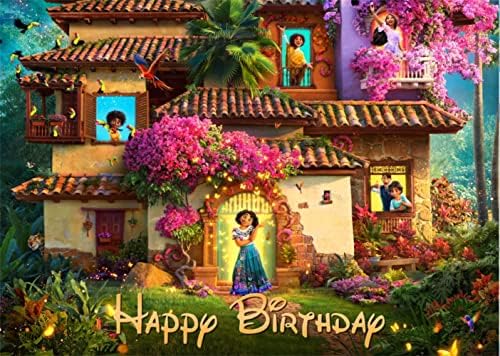 Pozadina Sretan rođendan 5 93 čarobna Cvjetna kuća Mirabelle Encanto pozadina za rođendan za prvu rođendansku zabavu vinilni plakat