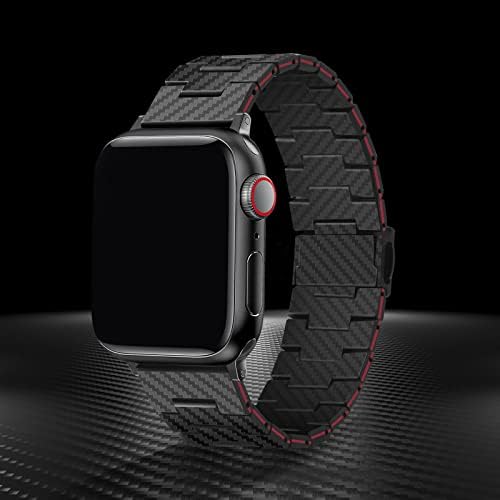 Haflyer Carbon Fiber Apple Watch Band za muškarce, kompatibilan s IWATH serijom 3/4/5/6/7/8/SE/Ultra, 45/44/42mm, s brzim puštanjem