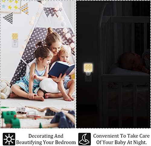 2 pakiranja plug-in noćna svjetlost LED noćni lagani zec i mrkva na žutoj pozadini, senzor sumrak do zore za dječju sobu za kupaonicu,
