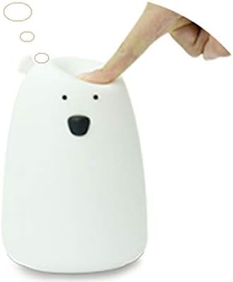WSSBK Bijeli medvjed noćna svjetlost LED Djeca noćna lagana rasadnika Rassay Raspoloženje lampica Touch Control USB naboj