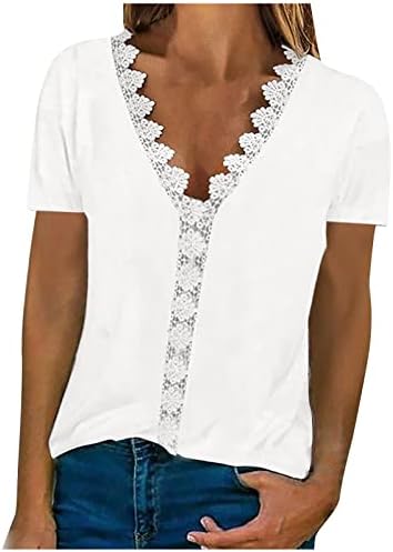 Jesenska majica za bluze za žene 2023 čipka s kratkim rukavima pamuk duboki V gradijentna cvjetna grafička košulja 5k 5k 5k
