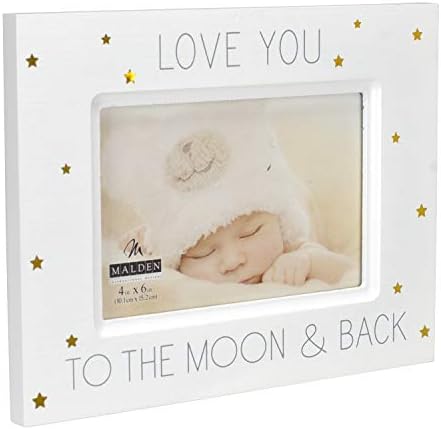 Malden International Dizajnira Memorije za bebe vole vas u drvo sa zlatnim folijskim naglascima okvir za slike, 4x6, bijeli