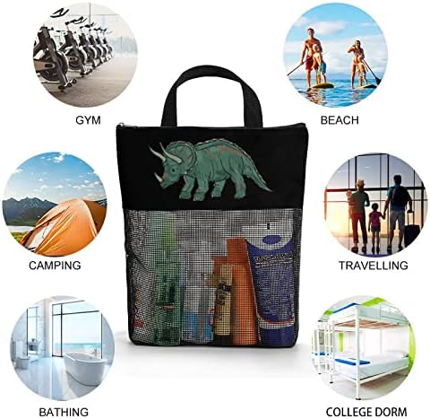 Dinosaur plaže vrećice za igračke za igračke mreže Torba za kupovinu prijenosna torbica organizatora za višekratnu upotrebu s patentnim