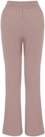Sentmoon ženske hlače pamučne posteljine elastično dno struka široke noge protok labava fit duge ležerne hlače za žene