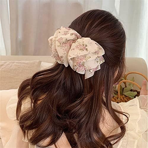 Houchu korejski stil kose isječak Vintage Trendy Bow Hairpin višeslojni ljetni tkanina Elegantni retro proljetni isječak