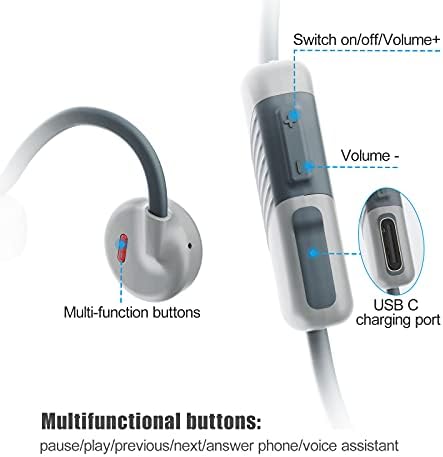 Huiccn slušalice za bežične kosti, IPX6 vodootporna Bluetooth 5.0 slušalice s mikrofonom s mikrofonom, lagane za vježbanje vožnje u