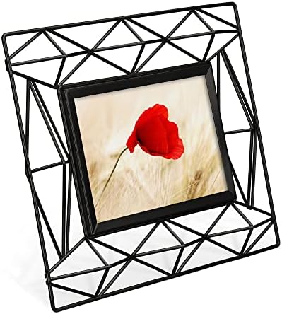 Navaris Prizm Design Frame Okvir - Odgovara 5 x 7 inča fotografija - Staklo i metalni stojeći pravokutni okvir za slike za stol ili