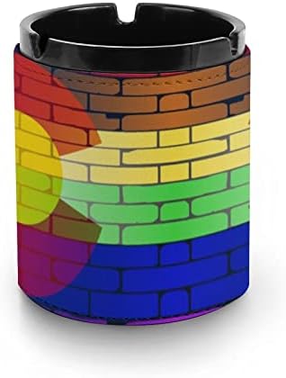 Gay Rainbow Wall Colorado zastava Smiješna pu kožna pepeljara Cigarete Cigarete Cigare Ash Welder za ukras automobila za kućni ured