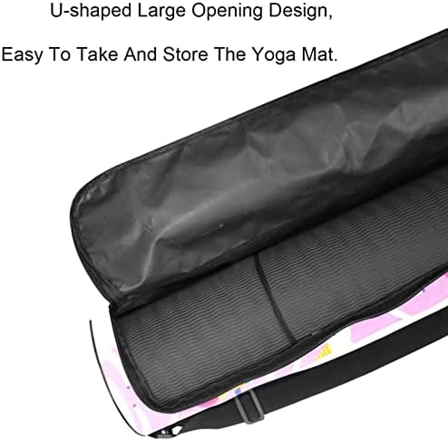 Torba za joga prostirku jednorog i krafne s ružičastom pozadinom torba za nošenje joga prostirke s patentnim zatvaračem s podesivim