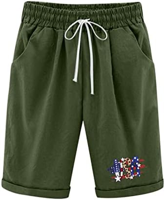 Sad kratke hlače 4. srpnja Ženske pamučne lanene kapri hlače s vezicama za Dan sjećanja domoljubne kratke hlače modne ljetne kratke