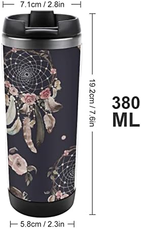 Akvarel etnički boho cvjetni uzorak nehrđajući čelik 380 ml s poklopcem dvostrukog zida tiskana šalica za putničke šalice za kućni